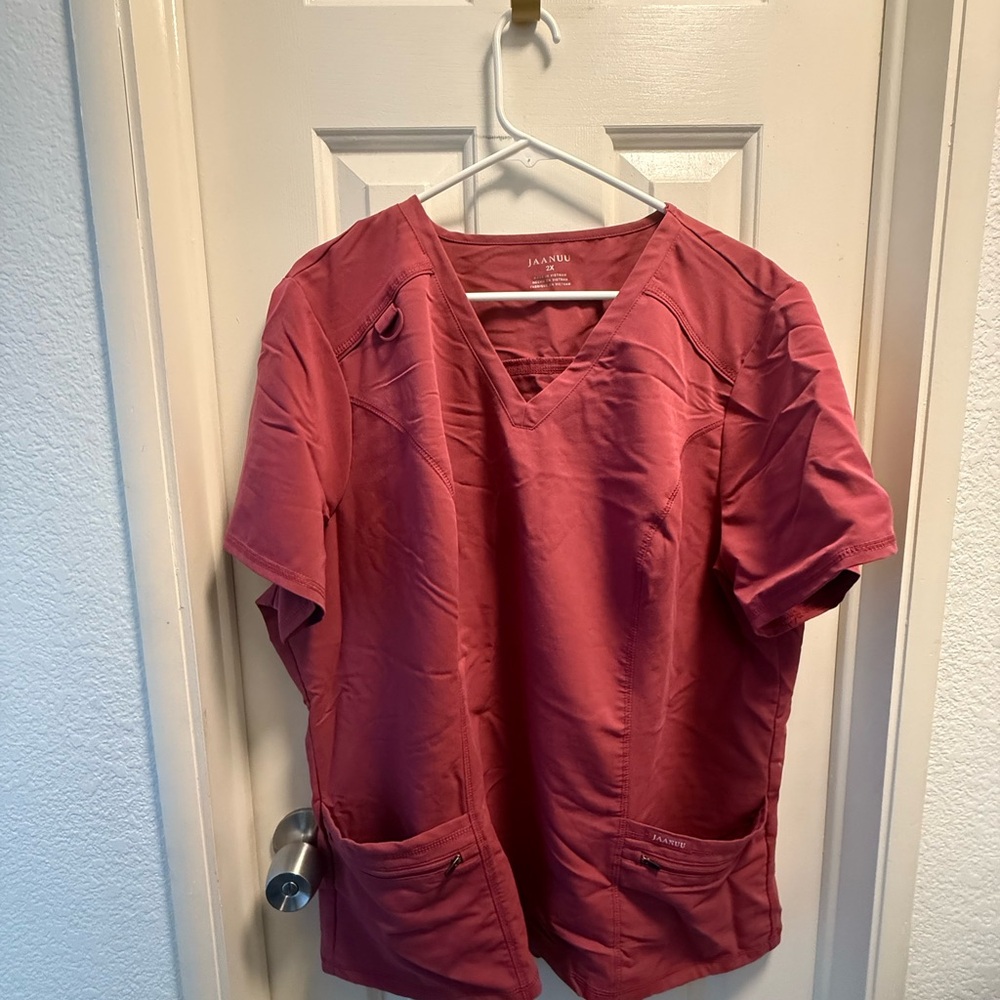 Jaanuu Berry V-Neck Scrub Top